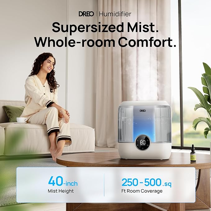 DREO 6L Top Fill Humidifiers for Bedroom, 60H Runtime 28 dB Quiet Supersized - Image 2