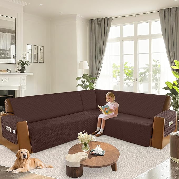 Arfntevss Waterproof Sectional Couch Covers L Shape Washable Velvet Sofa Cover - Image 6