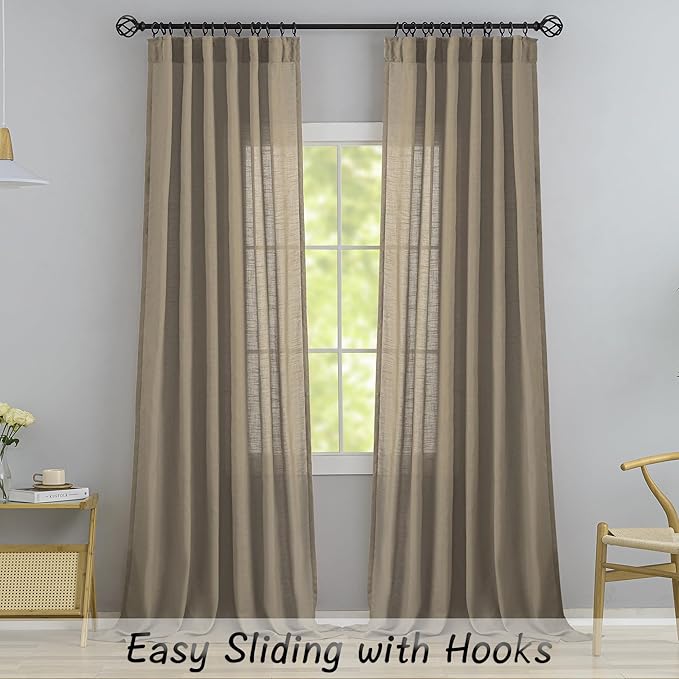 DONREN Taupe Back Tab Curtains 78 Inches Long 2 Panels - Image 2