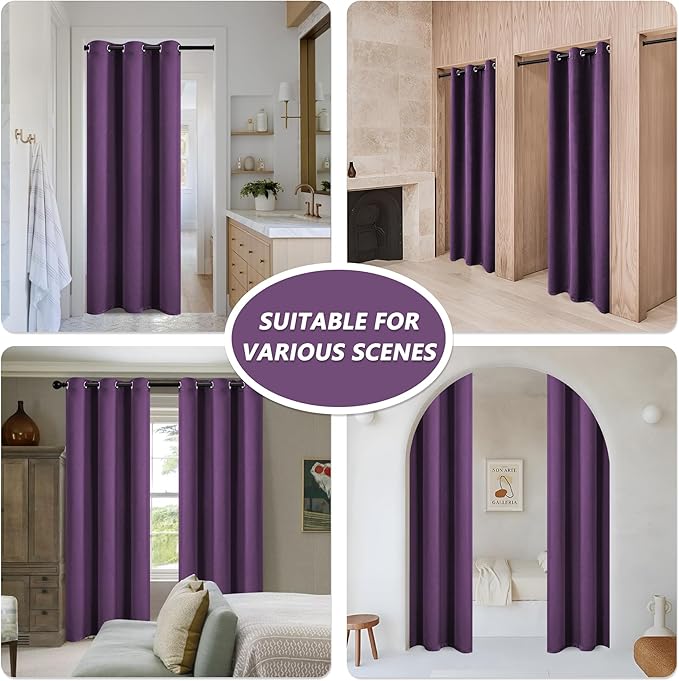 MYSKY HOME Purple Curtains for Living Room Black Out Curtains for Bedroom 80 - Image 2