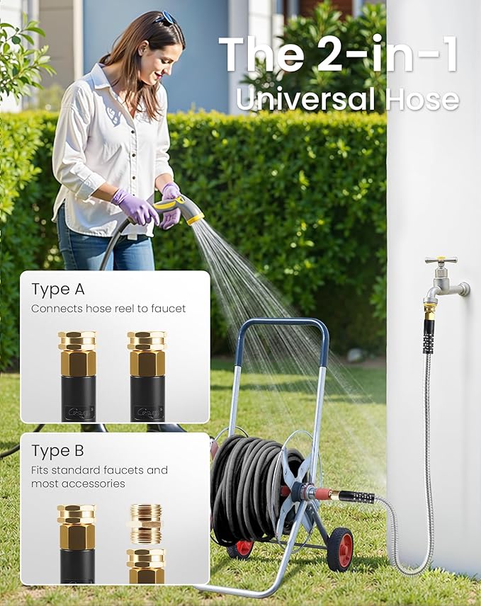 Cesun Short Garden Hose 5 ft, Small Metal Leader Hose, Drinking Water Hose - Image 2