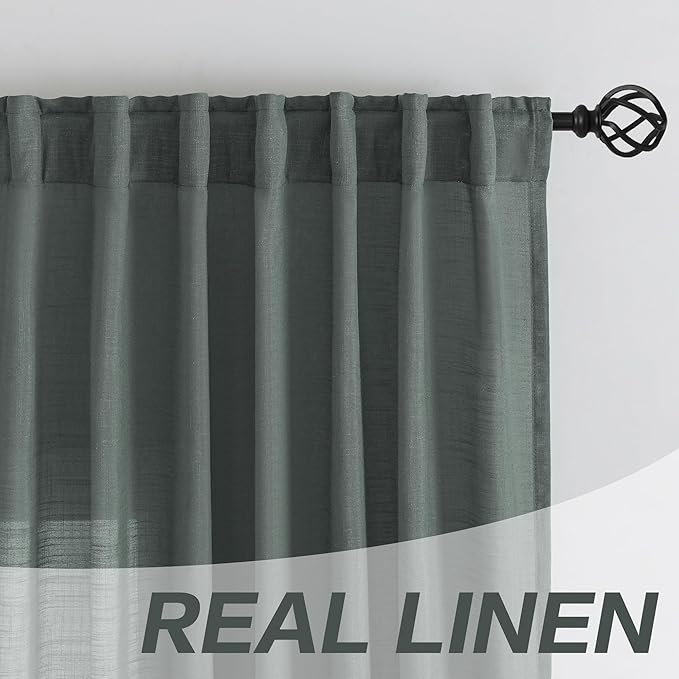 Linen Curtains 102 inches Long 2 Panels Set - Image 7