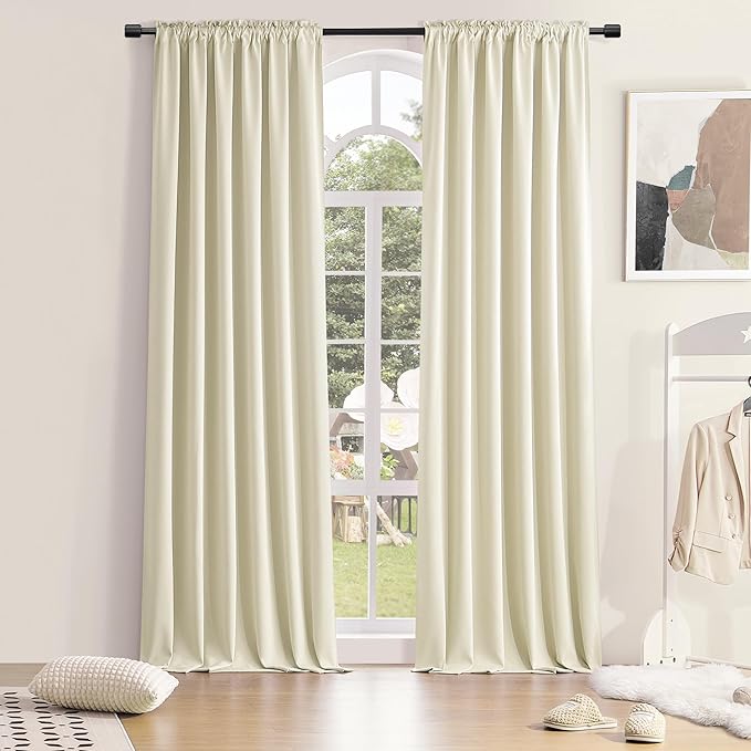 DONREN Patio Door Curtains 96 inch Length, Rod Pocket Top Thermal Insulated by DONREN