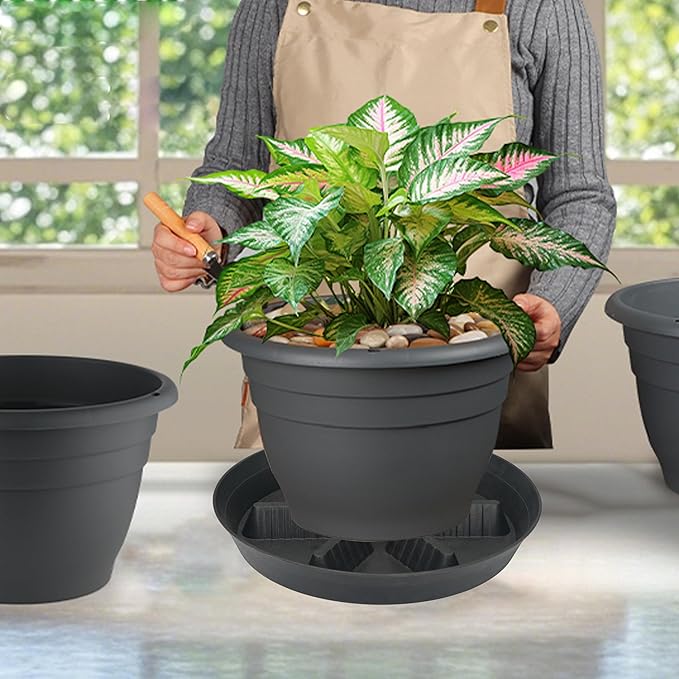 2 Pack Plant Saucer 17 inch 2 Pack, Raised Middle Plant Trays - Image 6