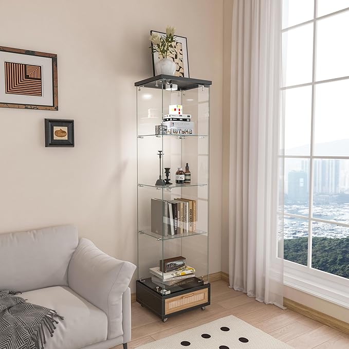 Yoluckea 4-Tier Glass Display Cabinet - Image 9