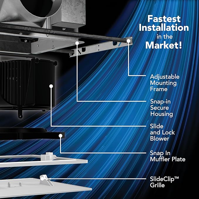 EVOLVE Premium Bathroom Exhaust Fan w/Light and Continuous Run, 50-80-110 - Image 2