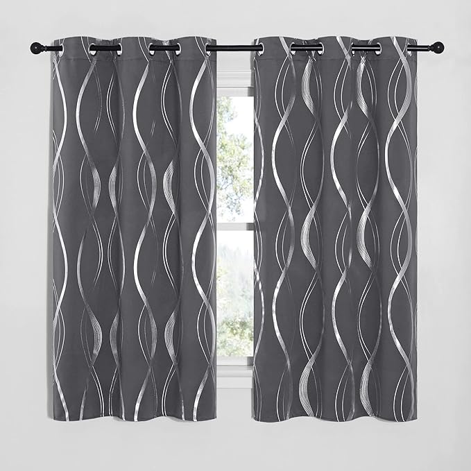 NICETOWN Small Blackout Cafe Curtains 63 inch Length, 42 x 63 Grey RV Window - Image 2