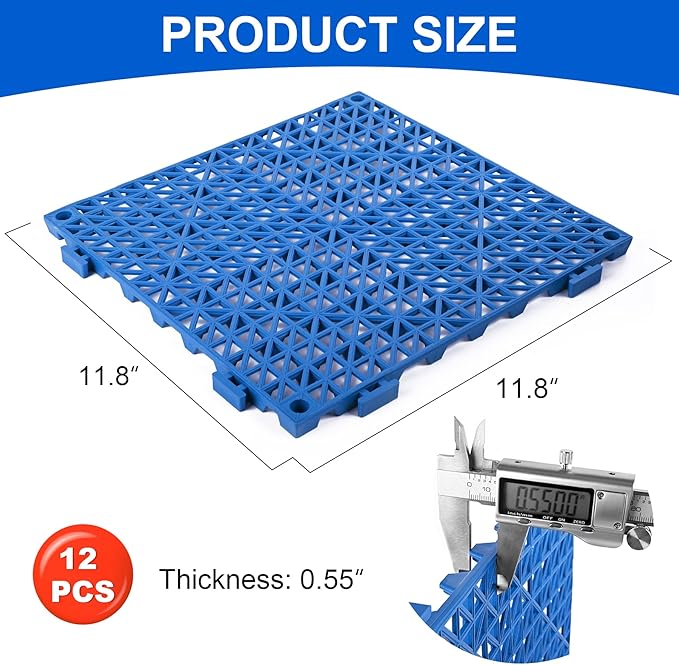 MYFAMIREA Modular Interlocking Cushion 12 Pack 11.8" x 11.8" Rubber Floor Tiles - Image 2