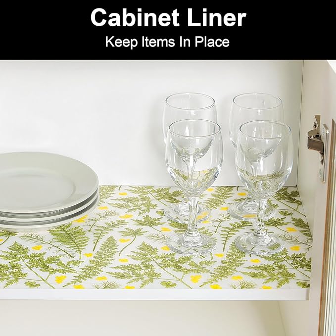 Cooyes Shelf Liner Drawer Liners, Fern Botanical Shelf Liners - Image 3