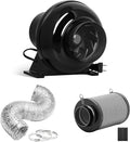 iPower 4 Inch 195 CFM Inline Fan Upgrade, Air Carbon Filter, 8 Feet Flexible by iPower