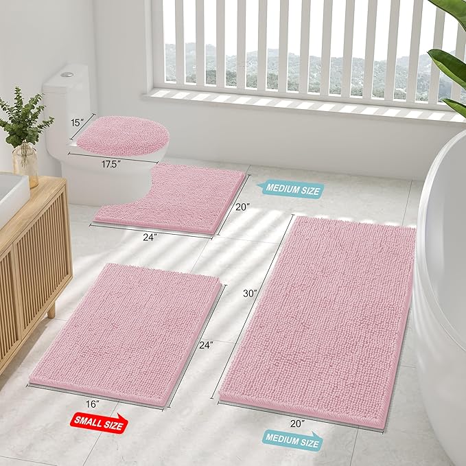 Smiry Luxury Chenille Bathroom Rugs 30x20, Extra Soft and Absorbent Shaggy Bath - Image 2