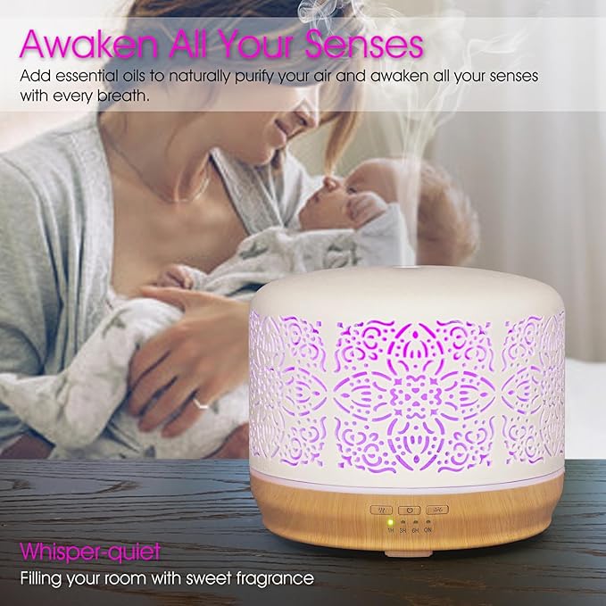 Earnest Living Essential Oil Diffuser White Ceramic Diffuser 500 ml Timers - Image 5