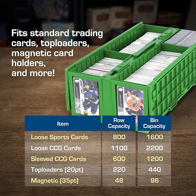 BCW Collectible Card Bin Green | Holds up to 1600 Cards | Plastic Storage Box - Image 5