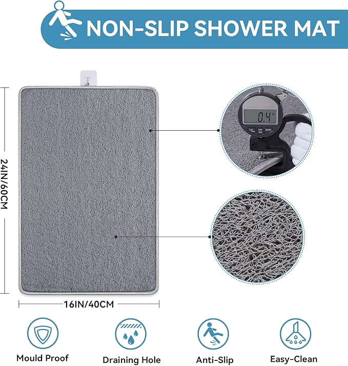 Non Slip Shower Mat Bathtub Mat 16x24 Inch, Quick Dry Bath Mat - Image 3