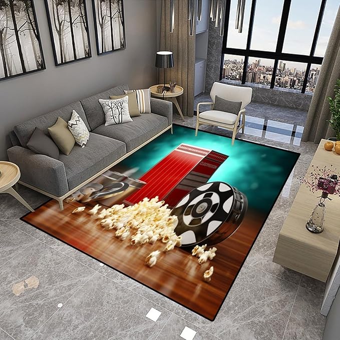 Rug - Cinema Popcorn Pattern Drawing Washable Area Rugs Fade Resistant - Image 4