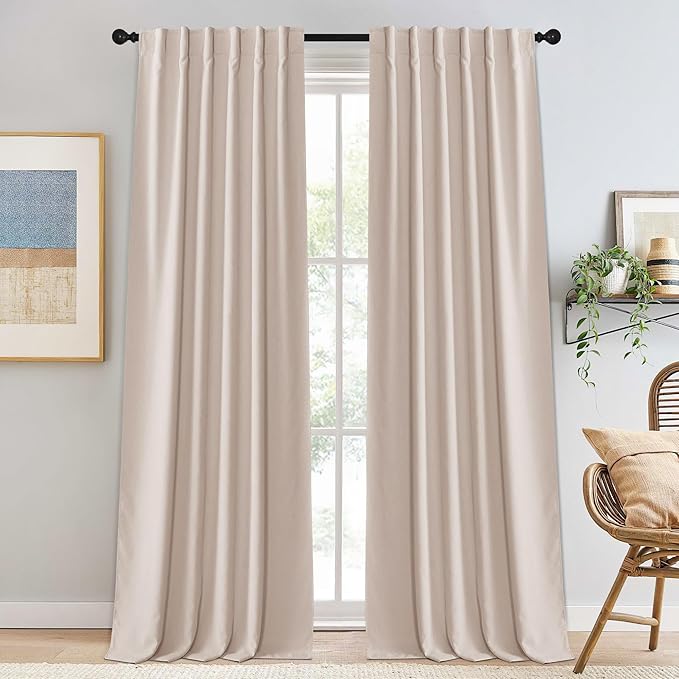 NICETOWN Pink Blackout Chenille Curtains 90 Inches Long Rod Pocket Back Tab - Image 8