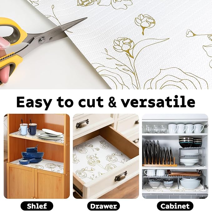 Shelf and Drawer Liner for Kitchen Cabinets Non-Adhesive, Strong Grip Non-Slip - Image 5