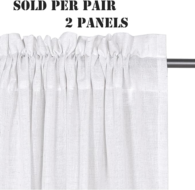 Off White Window Curtain Linen Textured Panels - Image 2