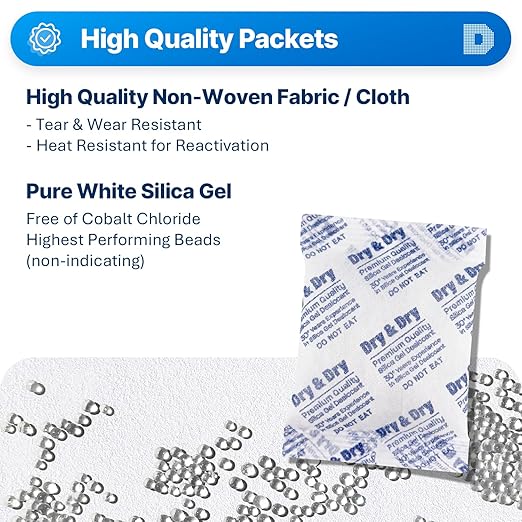 Dry & Dry 50 Gram Silica Gel Packets, Desiccants - Image 2