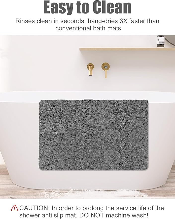 Large Shower Mat, Yonala 23.6 x 35.4 Inch Non Slip Shower Mats - Image 6