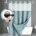 No Hook Shower Curtain and Liner Set, Cyan Hotel Waffle Shower Curtain by Unknown