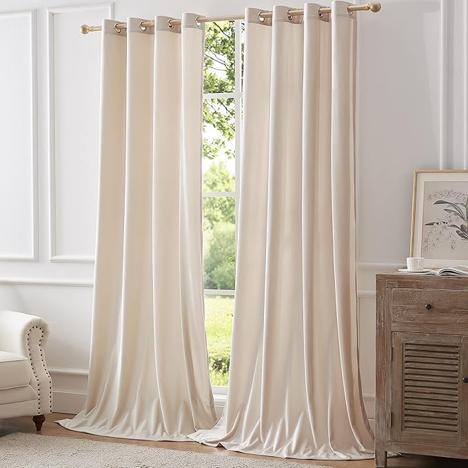 BULBUL Luxury Ivory Cream Velvet Curtains:108 inches Elegant Living Room - Image 7