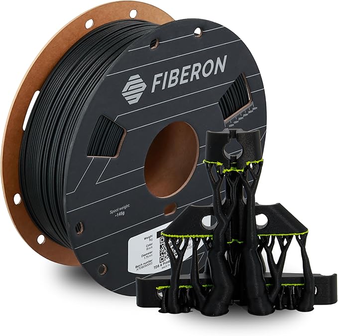 Polymaker Fiberon Black PET-GF15 3D Printer Filament 1.75mm 1KG, 15% Glass by Polymaker