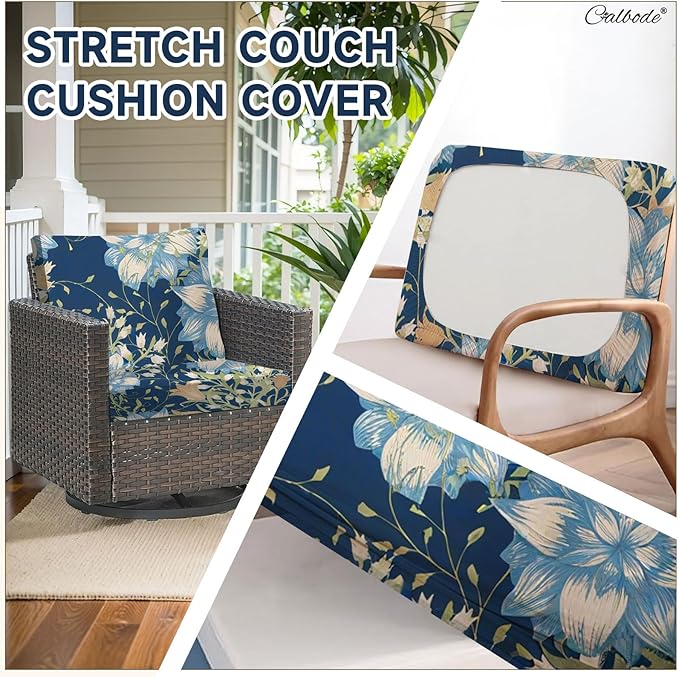 8Pcs Stretch Patio Cushion Cover, Printed Couch & Sofa Slipcovers - Image 3