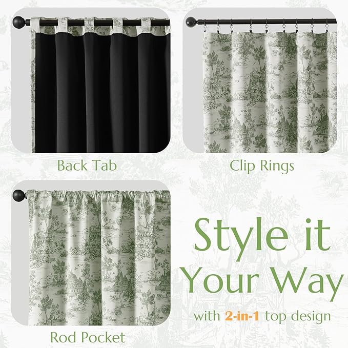 jinchan 95% Blackout Toile Curtains - Image 4