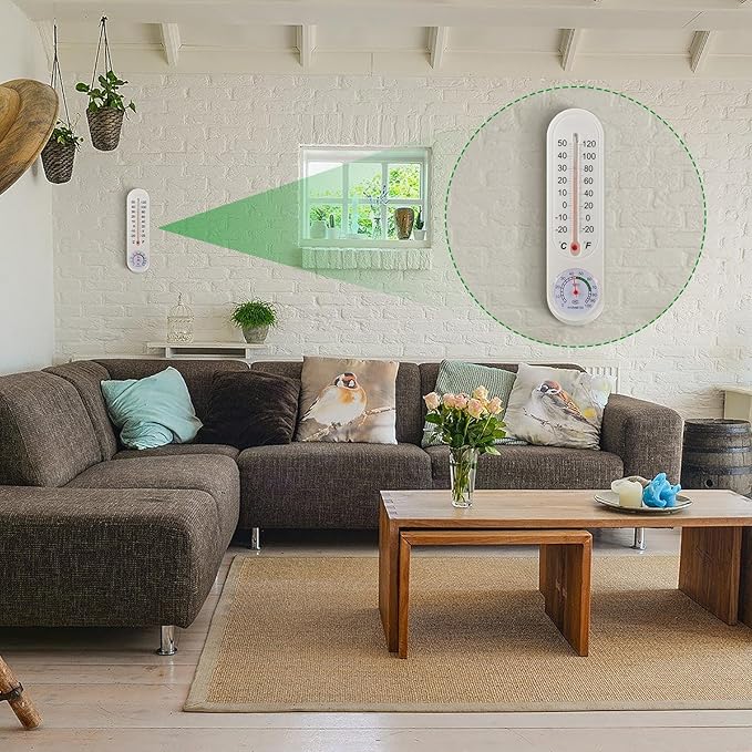 Leinuosen 3 Pcs Indoor Outdoor Wall Thermometer Humidity Meter Vertical - Image 7