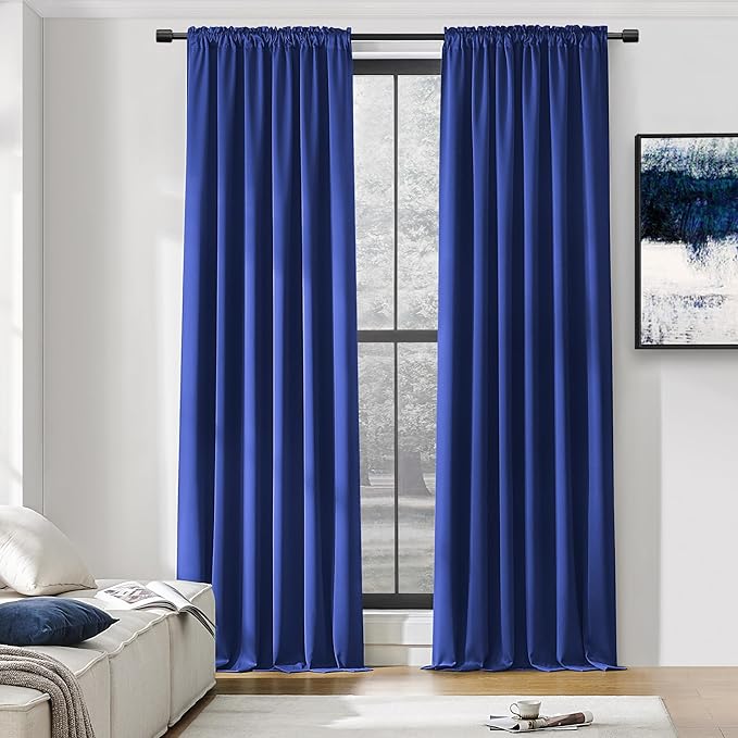 DONREN 2 Panels Royal Blue Blackout Curtain Panels by DONREN