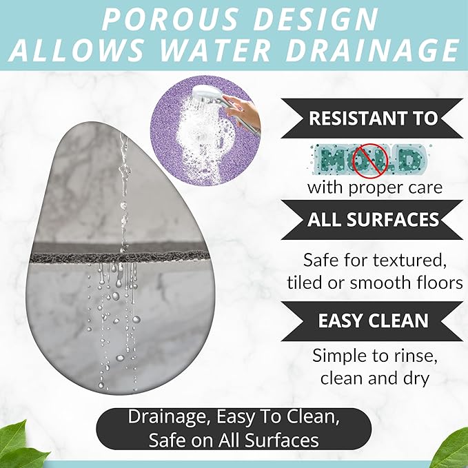 Enkosi Loofah Shower Mat with Drain Hole – Cushioned Anti-Slip Square Bath Mat - Image 3
