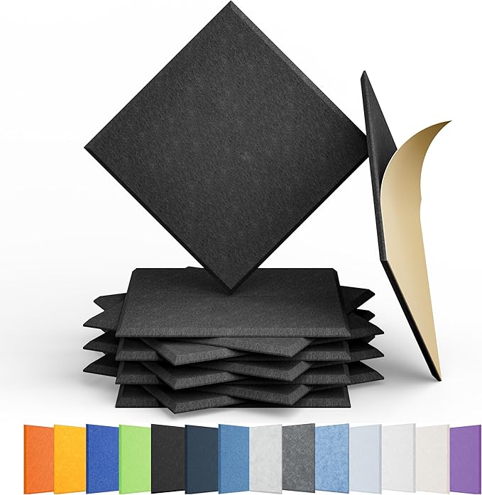 12 Pack Acoustic Panels Self Adhesive Sound Proof Foam, High Density Sound by Amantech