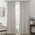 Light Brown Linen Curtains for Living Room, Beautiful Pinch Pleated 96 Inches by QJMYDECO