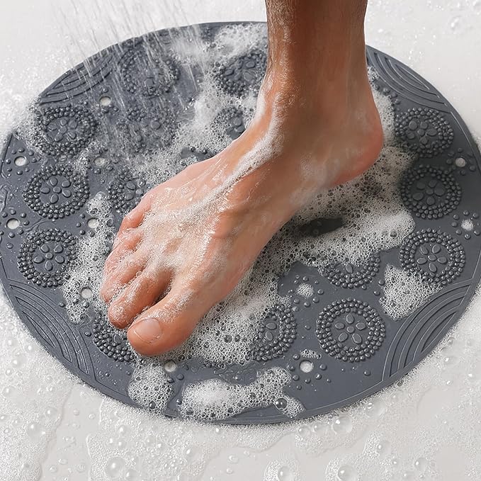Round Non Slip Shower Mat with Suction Cups 11.8 Inch, Anti Skid PVC Bath Mat - Image 6