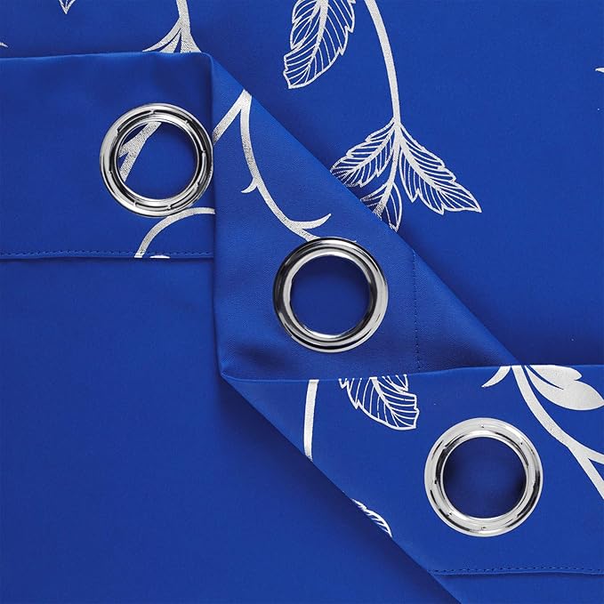 BUHUA Living Room Darkening Curtains Flower Vine Design Grommet Window Blackout - Image 5