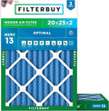 Filterbuy 20x25x2 Air Filter MERV 13 Optimal Smoke & Allergy Defense, by Filterbuy