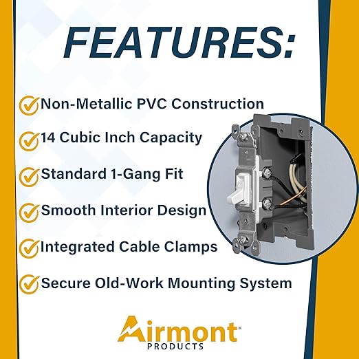 Airmont Products 14 in. Old Work Electrical Box, 1-Gang 14 Cu in Non-Metallic - Image 7
