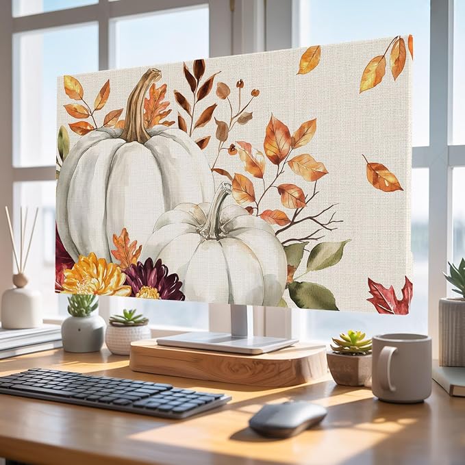 Thanksgiving Pumpkin Fall Orange Maple Leaf Watercolor Indoor TV Cover - Image 4