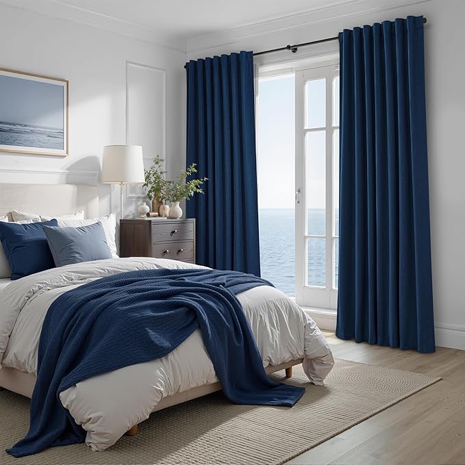 Navy Blue Blackout Curtains 86 Inch Length - Image 6