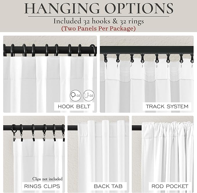 BrightWhite 120 Inch Curtains High Ceiling Tall Curtains - Image 3