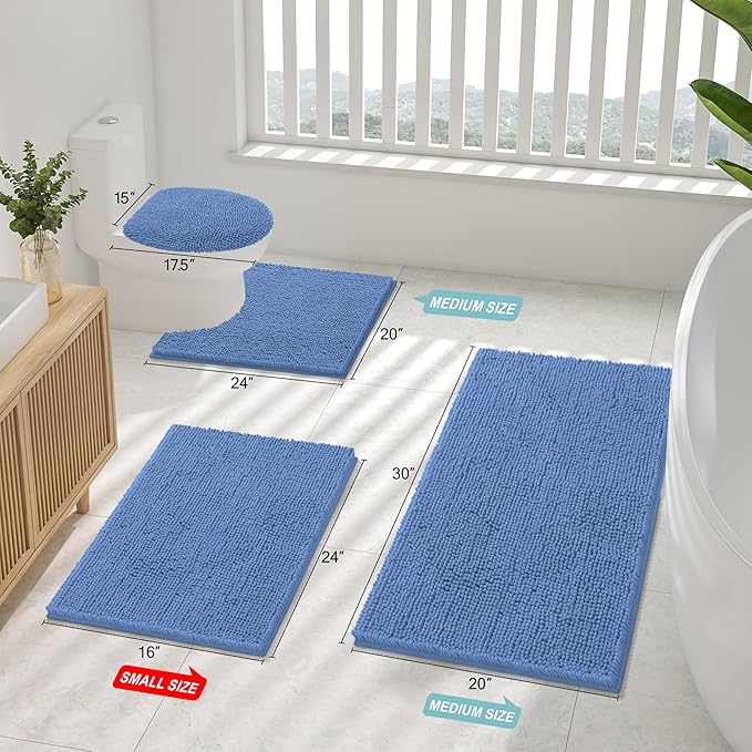 Smiry Luxury Chenille Bathroom Rugs 24x16, Extra Soft and Absorbent Shaggy Bath - Image 2