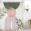 Pink Sage Green Boho Shower Curtain 60Wx72H Mid Century Modern Abstract Gold by MitpokBrand