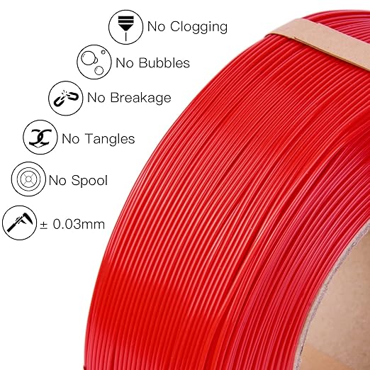 Inland V2 PLA PRO 3D Printer Filament Refill, 1.75mm Spooless Filament - Image 3