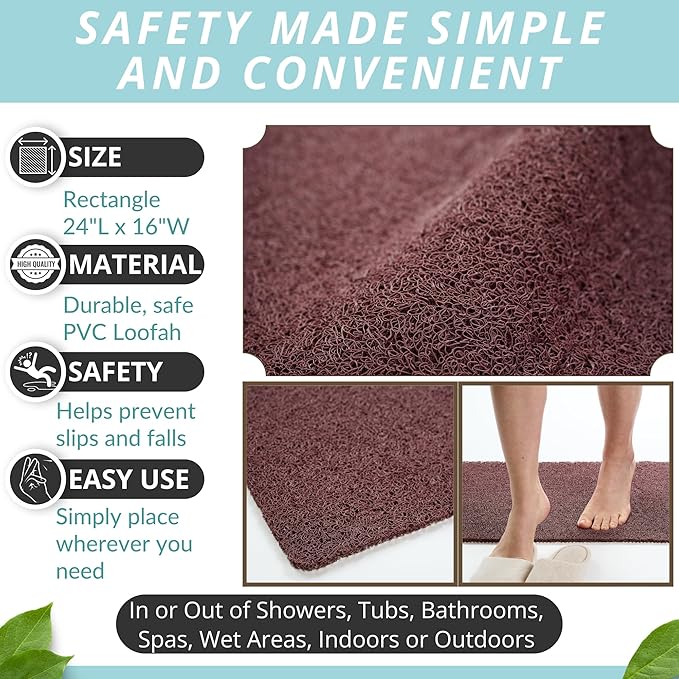 ENKOSI Loofah Non-Slip Shower Mat & Bath Mat – Soft Cushioned Comfort – No - Image 3