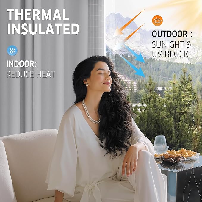 RYB HOME Outdoor Curtains 95 inches Long, Waterproof Blackout 100% Privacy - Image 3