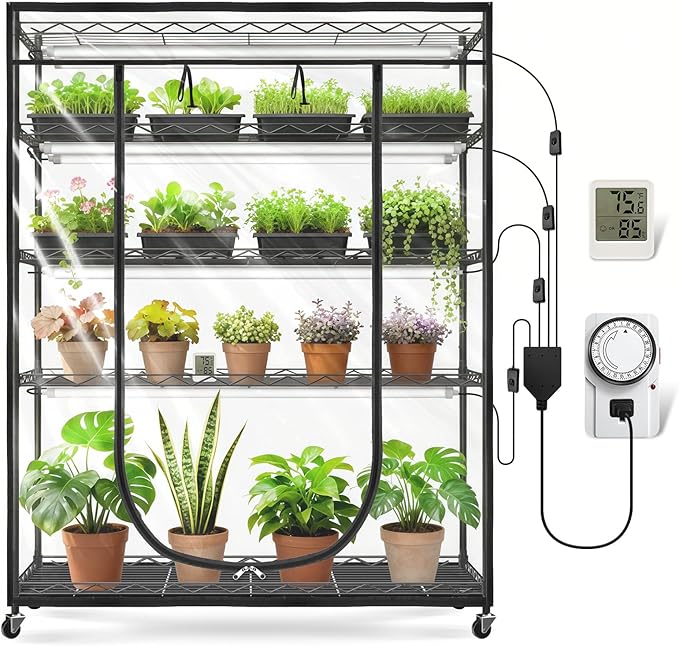 JESLED Indoor Greenhouse with Grow Light, 4FT Full Spectrum 5000K LED Light by JESLED