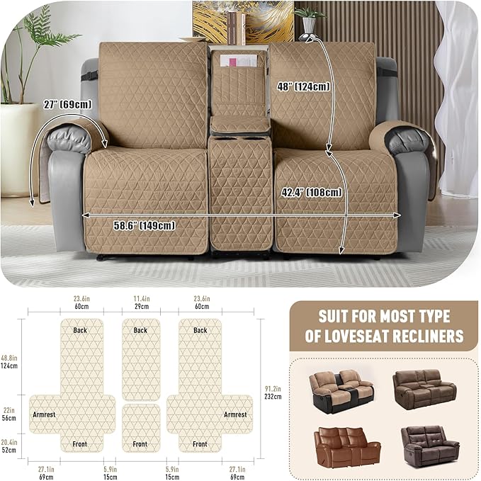 TAOCOCO 100% Waterproof Loveseat Recliner Couch Sofa Covers - Image 3