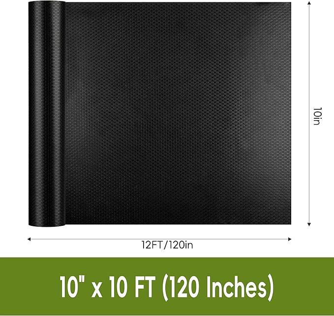 Black Drawer Shelf Liner, Peel and Stick Non Slip Cabinet Liner 10" x 10 FT - Image 2