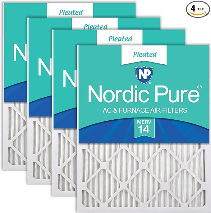 Nordic Pure 14x25x1 Pleated MERV 14 Air Filters 4 Pack by NordicPure